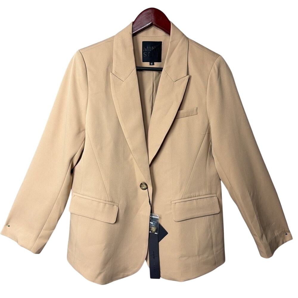 Mina Self Blazer Lined Single Button Camel SZ M N… - image 3